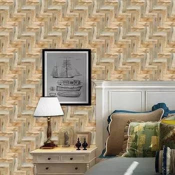 20PC Self-adhesive Waterproof Wall Stickers Floor Decor Brick Pattern Floor Stickers Home Simulation Wood Grain Stickers Retro 10x10cm
