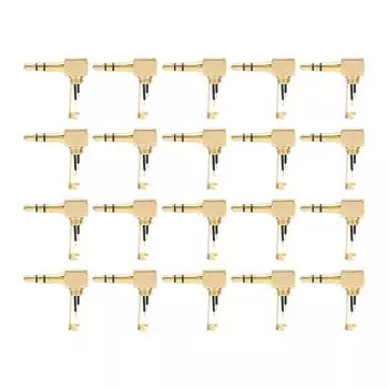 20pcs 3Section 3.5mm o Adapter 90 Degree Gilded LShaped o Adapter DIY Headphone Plug