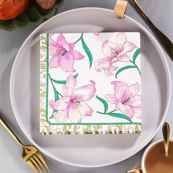 20pcs/bag Orchid Flower Printed Napkins Disposable Tableware Paper Nautical Wedding Bridal Birthday Party Decor 20pcs