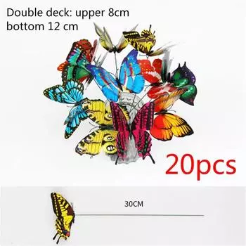20pcs double layer Butterflies Garden Yard Planter Colorful Butterfly Stakes Decoracion Outdoor Decor Flower Pots Decoration 12cm