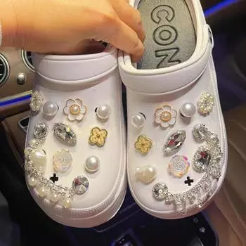 20 шт. подвеска для обуви Crocs DIY блестящая цепочка со стразами украшение для обуви пряжка для Croc подвески отверстия обувь аксессуары