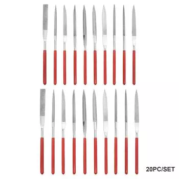 20pcs Storage Bag Diamond Needle File Set For Metal Wood Practical Rubber Handle