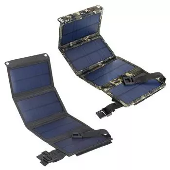 20W USB Foldable Solar Panel Kit 5V USB Solar Cells Power Bank Waterproof Solar Battery Panel for Outdoor Camping Phone Charger чёрный