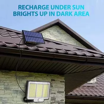210LED Outdoor Solar Flood Light Independent Solar Panel Security Light with Power Cord IP65 Waterproof for Porch Garden Garage