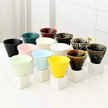 215ml Ceramic Coffee Cup Creative Retro Tapered Ceramic Cups Latte Porcelain Cups Home Desktop Art Decorative Ceramic Cups 215ML