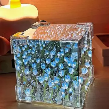 21 шт. Творческий DIY Тюльпан Цветок Морской Куб Трехмерный Маленький Ночной Светильник Материал Упаковка для Подарков на Рождество День Рождения жёлтый