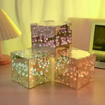 21 шт. Творческий DIY Тюльпан Цветок Морской Куб Трехмерный Маленький Ночной Светильник Материал Упаковка для Подарков на Рождество День Рождения жёлтый