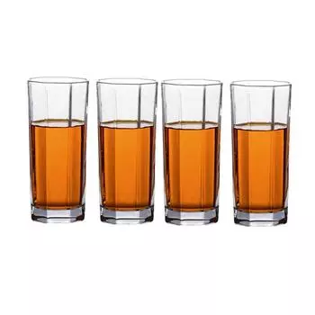 220ml 4pcs Set Drinkware Milk Fruit Juice Tea Beverage Cups Classic Style Cocktail Glass Transparent Restaurant Octagonal Mug 4pcs