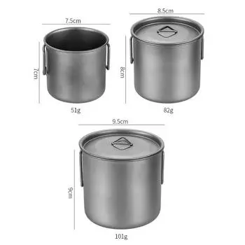 220ml-550ml Titanium Cup Outdoor Titanium Camping Mug with Lid Camping Coffee Cup with Foldable Handle Titanium Pot for Hiking
