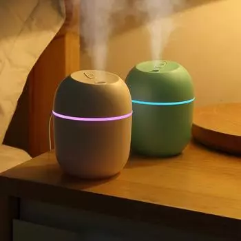 220ML Mini Air Humidifier USB Mute Essential Oil Diffuser Portable Large Spray Car Mist Maker with LED Night Lamp Diffuser белый