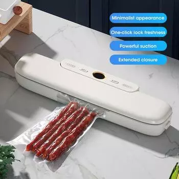 220V Food Vacuum Sealer Vacuum Packaging Machine For Food With 10pcs Packed Bags Automatic Household Food Vacuum Sealing EU Plug белый