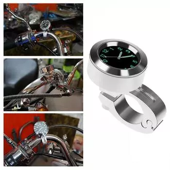 2225mm Motorcycle Handlebar Clock Waterproof Dial Handlebar Mount General Application серебряный
