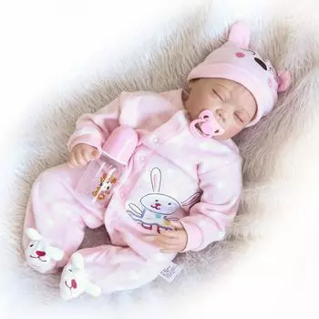 22 55 см Милая толстая кукла Reborn Baby Doll с закрытыми глазами, мягкое тканевое тело, кукла для новорожденных, изысканный цветной рисунок кожи, куклы Rebirth для детей, подарок на день рождения 55cm