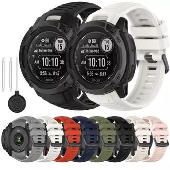 22 мм 26 мм для Garmin Instinct 2X солнечный браслет Quickfit силиконовый браслет Wacth For Garmin чёрный