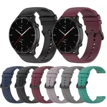 22 мм ремешок для часов Amazfit GTR4 силиконовый офисный прочный унисекс подходит для часов Amazfit GTR4 ремешок 22 мм ремешок для часов универсальный Amazfit GTR 4 чёрный