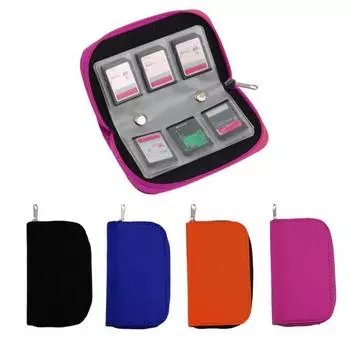 22 слота для карт памяти Micro SD, чехол на молнии, защитный чехол, держатель, кошелек розовый