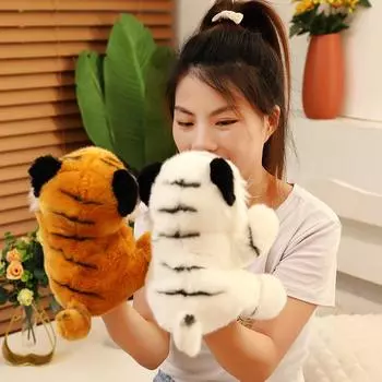 22 см Милая ручная кукла тигра, плюшевые игрушки, милые куклы-симуляторы, мягкие, как настоящие животные, игрушки для детей, декор, рождественский подарок 22cm белый