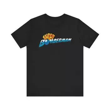 230 г/м 100% хлопок Super Bomberman Snes ретро-стиль логотип унисекс трикотажная футболка с коротким рукавом XXS чёрный