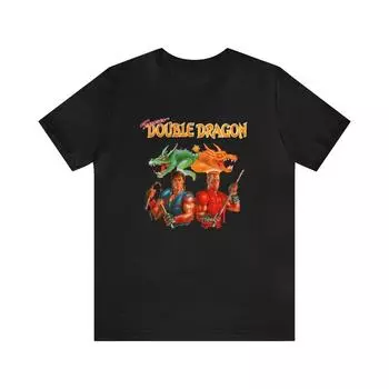 230 г/м 100% хлопок Super Double Dragon Snes Pixel Art унисекс футболка с коротким рукавом XXS чёрный