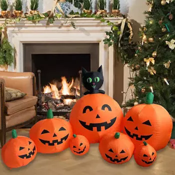 230cm Halloween Inflatable Stacked Pumpkins Prop Inflated Ornament AU 220V Adapter Adorable for
