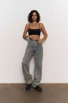2333 - Джинсовые брюки Marla Basic грязно-зеленого цвета Mai Collection