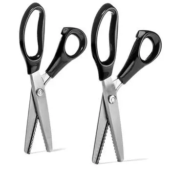 23.5cm DIY Zig Zag Handicraft Fabric Textile Dressmaking Tool Tailor Scissor Cut Tool Shears Circle 10mm