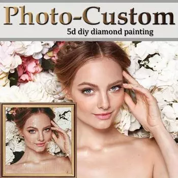 DIY Алмазная живопись Фото Пользовательская 5D Алмазная вышивка Полная круглая мозаика Создайте свою собственную картину из страз 30x40cm