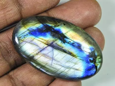 23Cts. Натуральный лабрадорит Multi Fire Oval Cabochon Loose Jewel Stone 27X45X7MM SK-1174