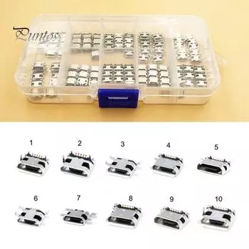 240 шт., 24 модели, разъем Micro USB, гнездовой разъем, порт зарядки для MP3/4/5 чистый