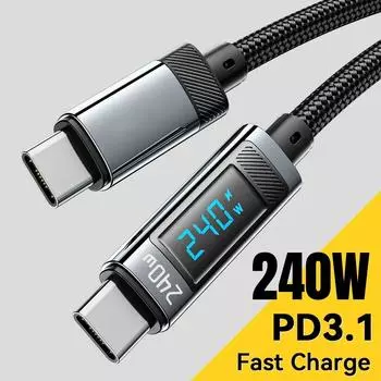 240 Вт USB Type C - USB C кабель 100 Вт PD 3.1 быстрая зарядка провод для Macbook Pro для Xiaomi для Samsung ноутбуков Andrio телефонов 1M