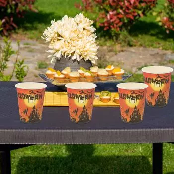 24 Pcs Halloween Party Paper Cups (24 Cups) Camping Supplies Accessories Tableware Kit Venue Setting Props