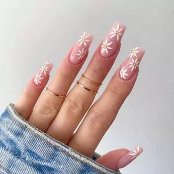 24 Pieces Pastoral Sunflower Nail Art False Nail Art Patch Nail Patch Press on Nail