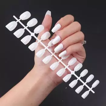 24 шт./компл. DIY быстрые ногти короткие балетные глянцевые накладные ногти разноцветные полоски готовый маникюр