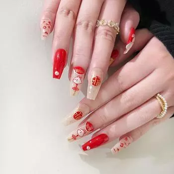 24 шт./компл., короткие ногти с мультяшным кроликом и жемчугом, накладные наклейки Nials, носимые водонепроницаемый маникюр, готовые ногти