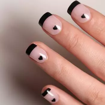 24 шт./компл., наклейки для быстрых ногтей с черной каймой, любовь, накладные ниалы, носимые водонепроницаемый маникюр, готовые ногти