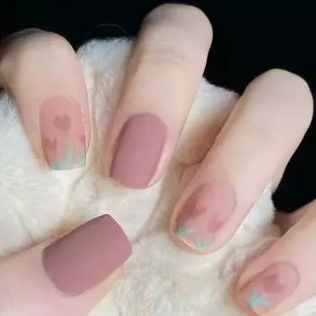 24 шт. короткой стойкой пасты для ногтей, матовый цвет, тюльпан, готовые накладные ногти, съемные наклейки для ногтей, дизайн ногтей