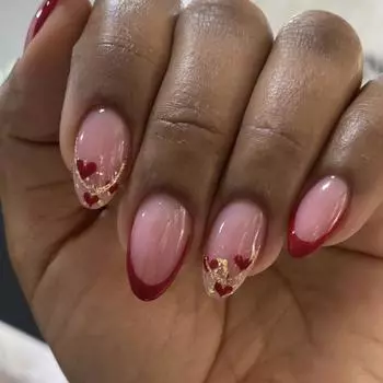 24 шт. Новогодний дизайн ногтей Battle Nail French Red Wear Nail Love Glitter Fake Nail Film Nails