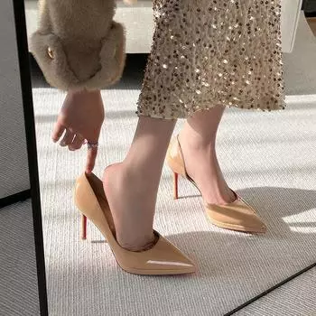 24C2 waterproof platform red sole high heels women s spring new thin heel pointed sexy royal sister black single shoes 32