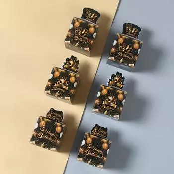 24pcs Black Gold Birthday Candy Box Birthday Cake Balloon Design Gift Boxes Party Decor Table Kids Gifts Adult Anniversary Decor as picture