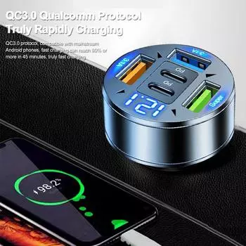 250 Вт 5 портов автомобильное зарядное устройство быстрая зарядка PD QC3.0 USB C автомобильное зарядное устройство для телефона адаптер с напряжением для iPhone Samsung Huawei Xiaomi