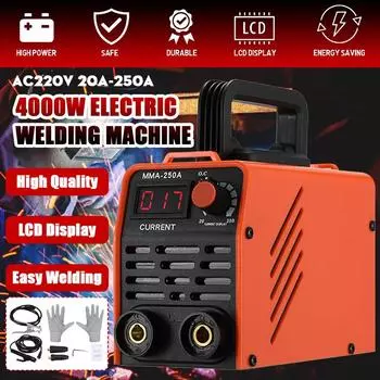 250A 4000W 6.5KVA Инверторный сварочный аппарат для электрической дуговой сварки Портативный полностью автоматический сварочный аппарат обратной сварки для сварочных работ Only machine