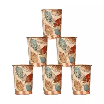 250ML Water Glass with Rust Proof Protection for Home and Office Use Ayurveda and Yoga Health Benefits Glass Set of 6 (Yellow Gold)