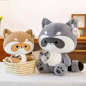 25/30/40 см Забавная и Милая Кровать-Сердце Енот Кукла Мягкие Игрушки для Мужчин и Женщин Подарки На День Рождения Покемон 25cm серый
