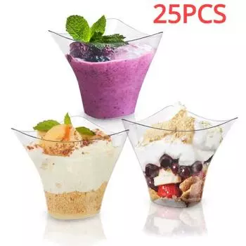 25 шт., мусс, десерт, десертные чашки, 3,4 унции, чашка для замороженного пудинга, прочная чашка для мороженого, вечерние, день рождения