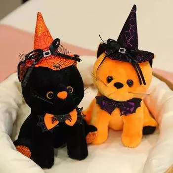 25 см кавайный Хэллоуин стиль черный кот Peluche игрушки милый летучая мышь котенок кукла мягкая подушка для детей праздничный декор для вечеринки about 28cm