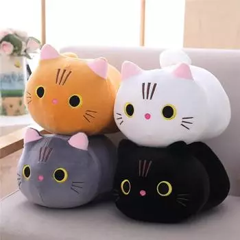 25 см милые мультяшные куклы-кошки, мягкие игрушки-подушки для животных, котят, белые и черные кошки, подарок для мальчиков и девочек 25cm белый