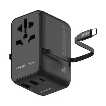 25 Вт MOMAX Conversion Plug PD 25 Вт Overseas Conversion Plug Type C Cable Power Conversion Plug для путешествий за границу Быстрая зарядка Совместимость по всему миру