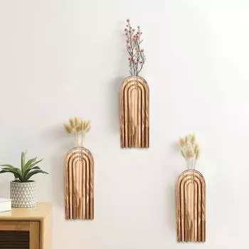 25cm*10cm Carving Pattern Home Flower Vase Homestay Wood Decorative Vase Floral Art Crafts Bohemia Handmade Home Decoration
