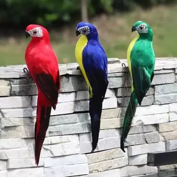 25cm Creative Handmade Simulation Parrot Feather Lawn Figurine Ornament Animal Bird Garden Prop Decoration 12/13/14/15/16CM