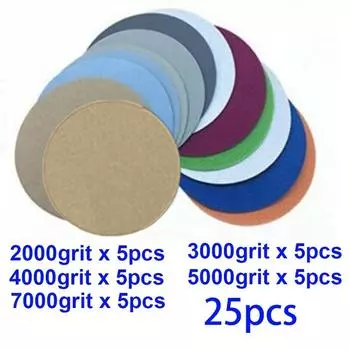 25pcs Sandpapers 3 inch/75mm 2000 3000 4000 5000 7000Grit Sanding Discs